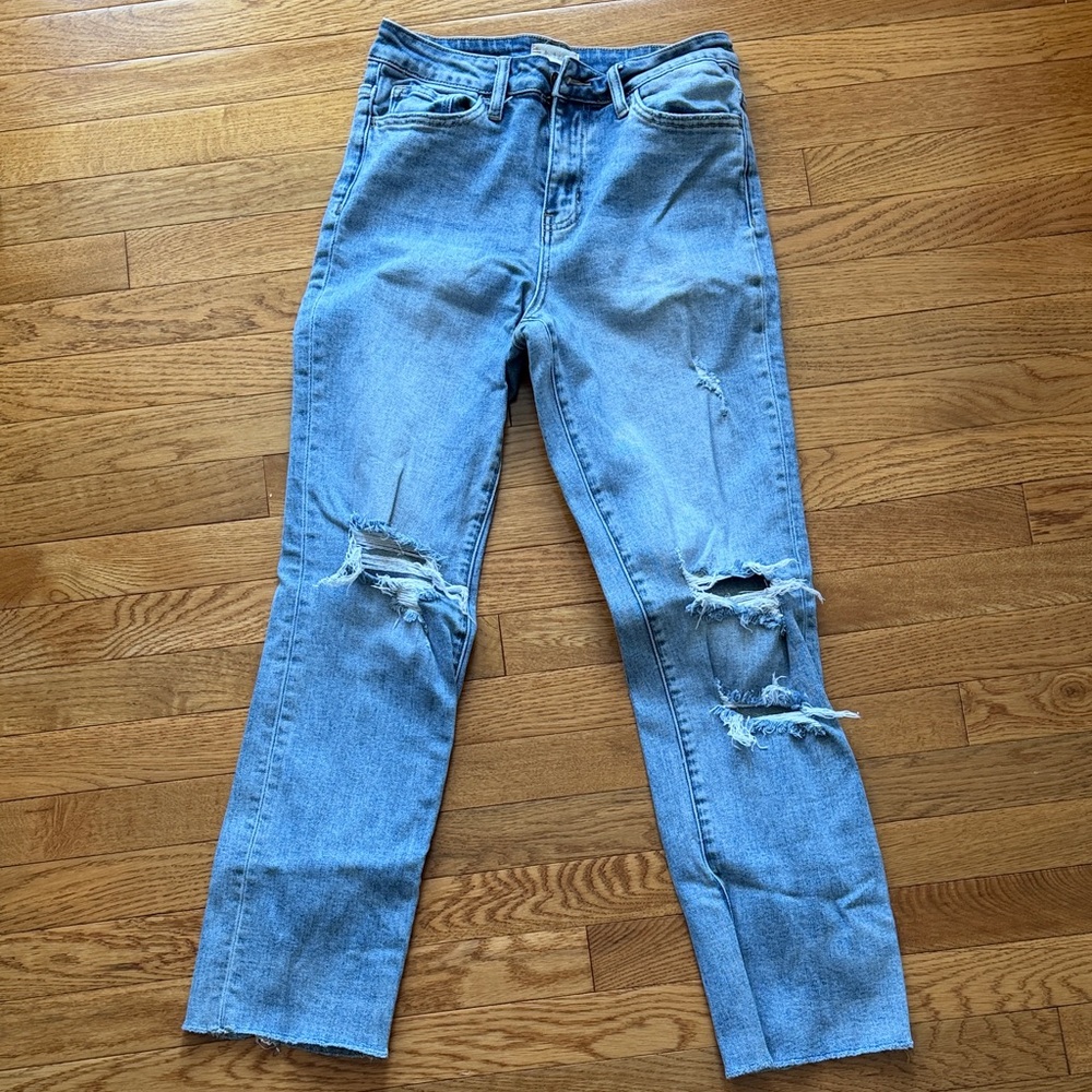 Altar'd State Light Blue Distressed Straight Leg Jeans